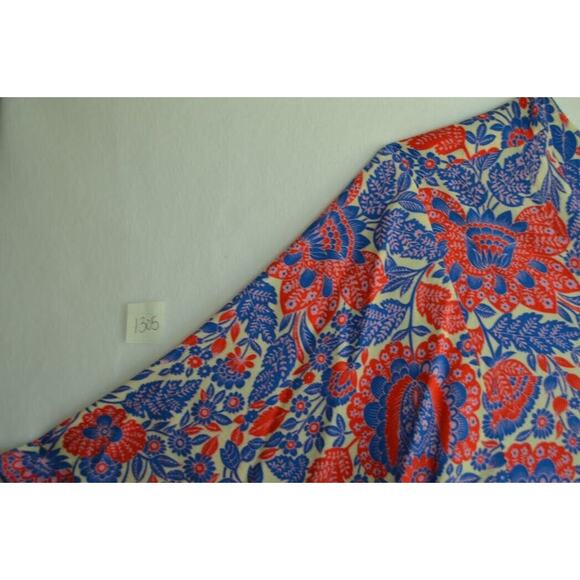 Karlie Floral Top Blouse Shirt Loose Kimono SS Large Button Front Drawstring - Picture 10 of 13